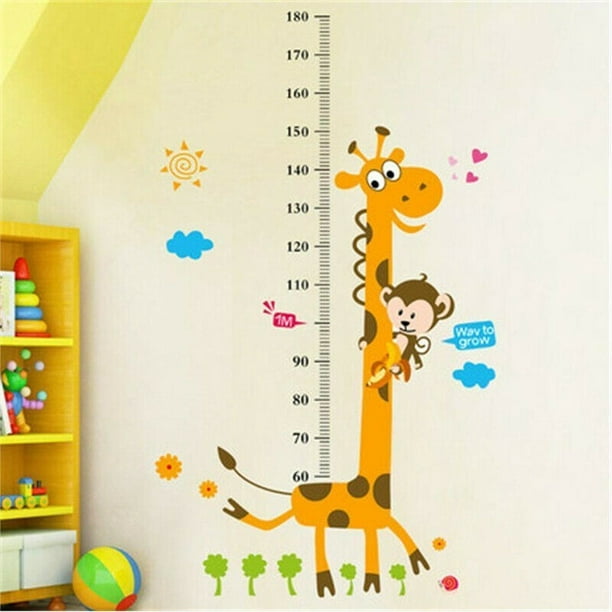 Height Growth Chart Wall Stickers Colorful Forest Aminals Height Chart Wall Decals Peel and Stick Removable Vinyl Wall Stickers for Kids Nursery Bedroom Living Room 